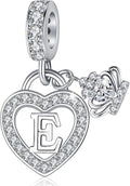 Letter Charms for Charms Bracelet: Silver Heart Alphabet Initial Dangle Charms Bead for Bracelets and Necklaces, Birthday Mother's Day Christmas Jewelry Gifts For Women