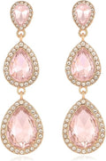 Vintage Rhinestone Teardrop Dangle Earrings Long Dangling Drop Earrings Crystal Chandelier Earrings for Women Wedding Bridal Prom