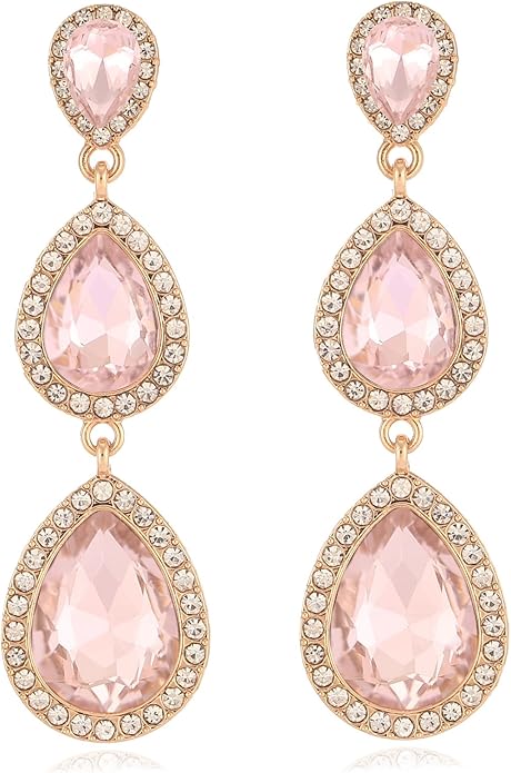 Vintage Rhinestone Teardrop Dangle Earrings Long Dangling Drop Earrings Crystal Chandelier Earrings for Women Wedding Bridal Prom