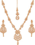 Touchstone Indian jewelry sets for women maang tikka wedding guest gold necklace bollywood jewellery set pageant elegant prom bride accessories western crystal chunky rhinestone necklaces