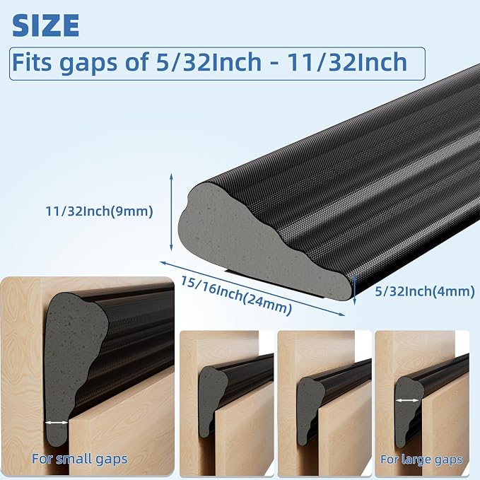 Kneelisa Wedge-Shape Window Weather Stripping Door Frame Seal 196” Black | - Image 2