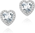 YOMELA Cubic Zirconia Earrings Studs, Halo CZ Birthstone Simulated Diamond Stud Earrings for Women
