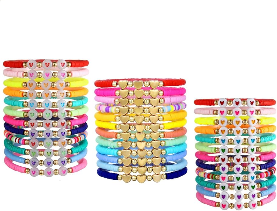 Friendship Bracelets Boho Stackable Bracelets for Women Beach Jewelry Surfer Heishi Clay Bead Bracelets