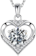 MOOSEA Valentines Day Gifts for Her - 925 Sterling Silver Heart Moissanite Pendant Necklace 1-3 Carat VVS1 Clarity Moissanite, Anniversary Birthday Gift for Women Mom Wife Girlfriend