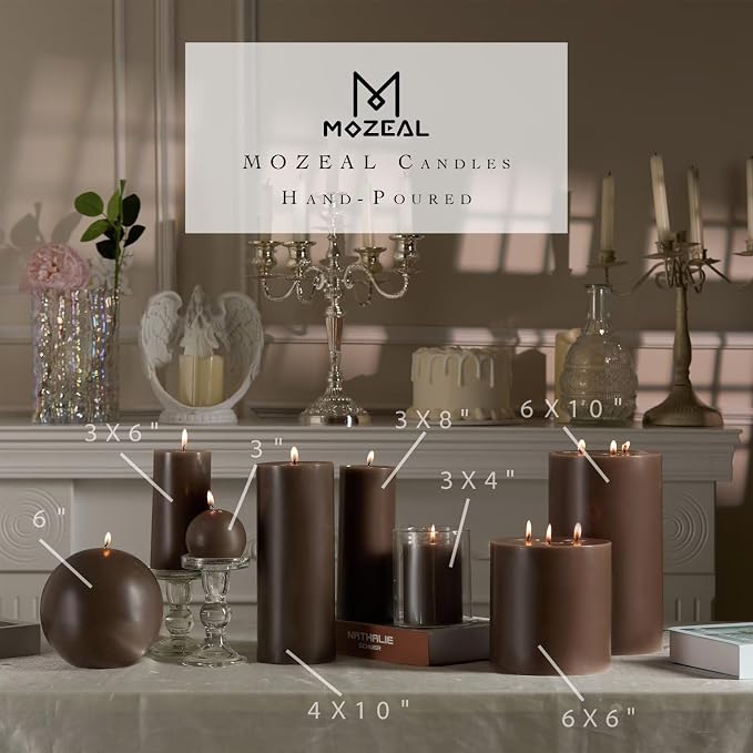 MOZEAL 3" x 4" Hand-Poured Unscented Candle, Dripless Pillar Candle Set of 3 - Image 4
