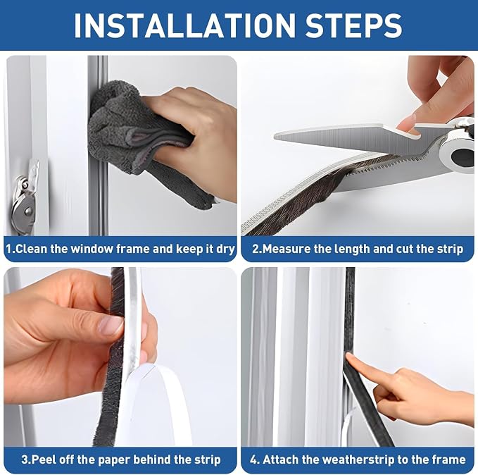 Weather Stripping Door Seal Strip, Self-Adhesive Pile Brush Weatherstripping - Image 4