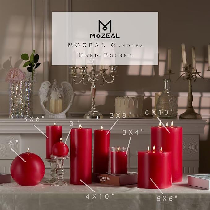 MOZEAL 3" x 4" Hand-Poured Unscented Candle, Dripless Pillar Candle Set of 3 - Image 3
