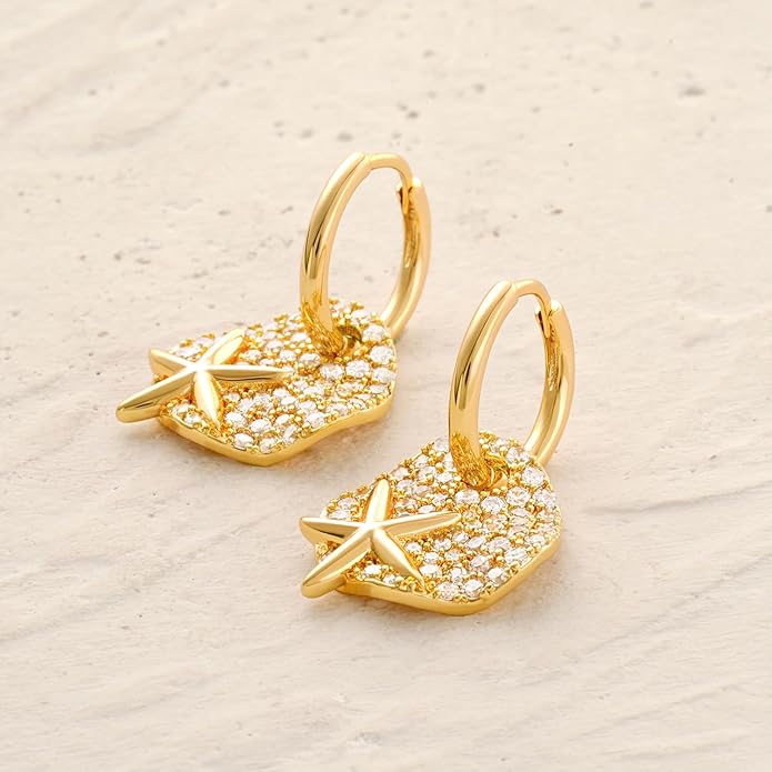 MYEARS Women Earrings Gold Huggie Hoop Dangle Drop 14K Gold Plated Small Simple Hypoallergenic Everyday Jewelry