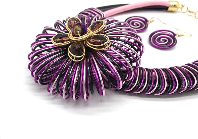 Statement African Necklace For Women African Jewelry Costume Earring Sets Tribal Fashion Colorful Big Rhinestone Crystal Pendent Collar Choker Bold Chunky Bib Handmade