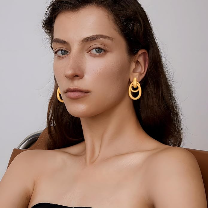 Gold Geometric Drop Dangle Earrings for Women Long Link Dangle Earrings Jewelry Gift