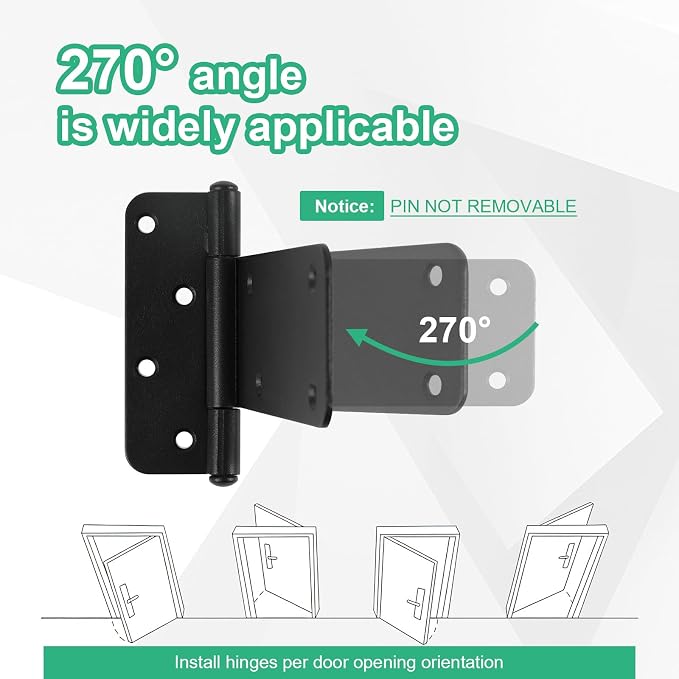 6-inch Gate Hinges, 280Lbs Capacity, Matte Black, 2 Pack Heavy Duty Door Hinge - Image 4
