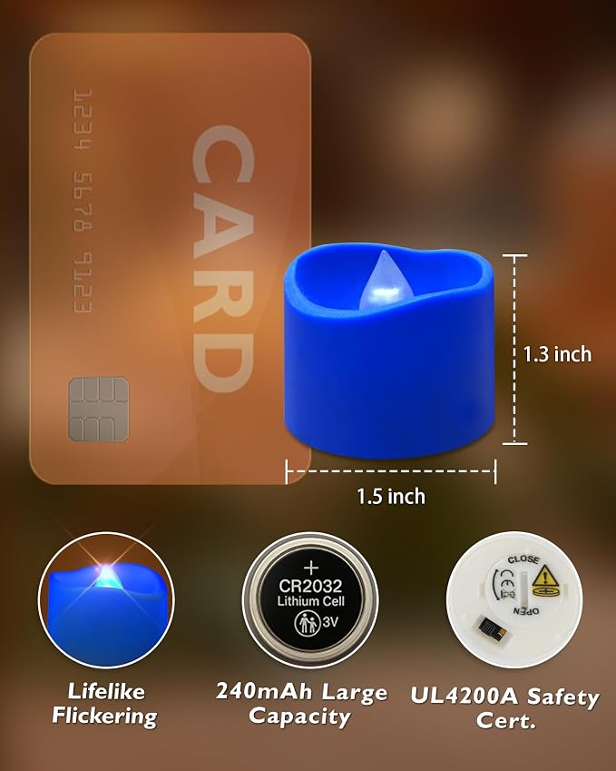 Homemory 12-Pack Blue Flameless Battery Tea Light Candles, 200+ Hours | - Image 3