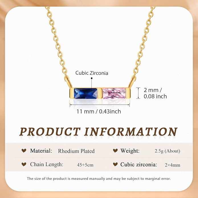 Wendy Made Personalized 1-6 Birthstone Necklace for Women — Custom Dainty Jewelry with Adjustable Chain for Mother’s Day, Birthday, Anniversary & Christmas Gifts