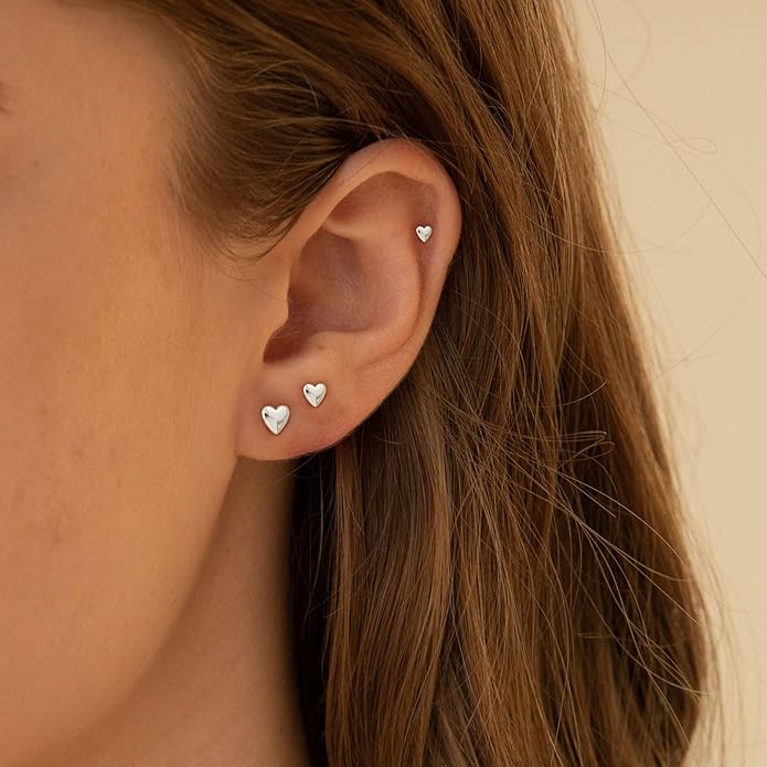 VRIUA 20G Tiny Flat Back Earrings for Women - 14K Gold/Silver Plated Small Flat Back Stud Earrings Hypoallergenic Cartilage Helix Piercing Jewelry