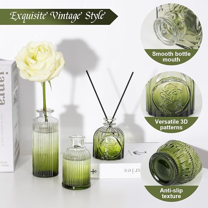 Clear Gradient Green Glass Bud Vase Set of 22 Pcs, Small Bud Vases in Bulk - Image 9