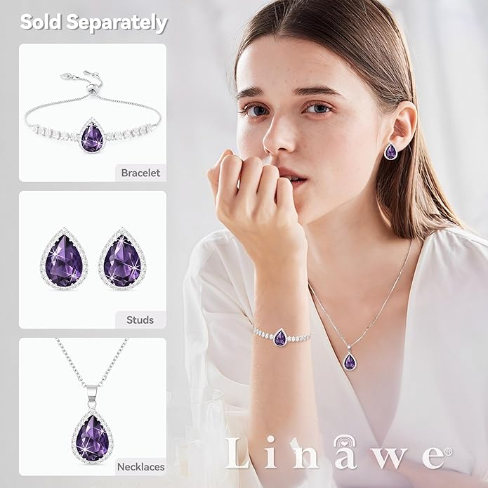 Linawe Women Stud Earrings, Teardrop Diamond Moissanite Cubic Zirconia Earrings Studs Rhinestone Jewelry Gold/Silver/Rose Gold