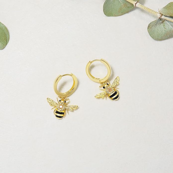 PELOVNY Animal Dangle Earrings Sterling Silver Hypoallergenic Moss Agate Crystal Moonstone Earrings Bee Butterfly Dolphin Peacock Phoenix Jewelry Birthday Christmas Gifts for Women