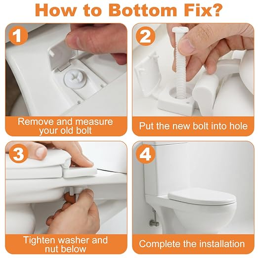 4 Pcs Toilet Seat Screws, Including Plastic Bolts, Nuts and Washers, Durable - Image 3