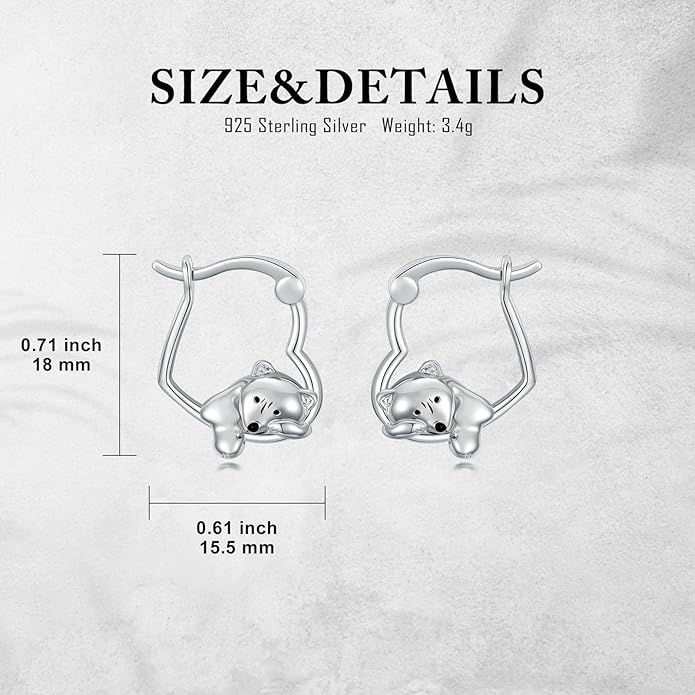 Hypoallergenic Earrings Rabbit Tiger Teddy Koala Puppy Panther Peacock Earrings Sterling Silver Animal Hug Hoop Earrings Jewelry Mothers Day Graduation Birthday Gifts for Women
