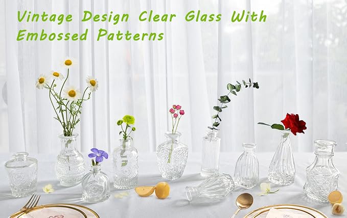 Bud Vases- Set of 10 Small Flower Glass Vases - Image 2
