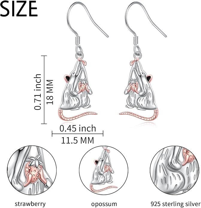 FLYOW 925 Sterling Silver Cute Animal Jewelry Hummingbird/Butterfly/Wolf/Corgi/Cat/Snake/Spider/Bat/Penguin/Bear/Opossum/Frog/Guinea Pig for Women Mother Friend Animal Lovers