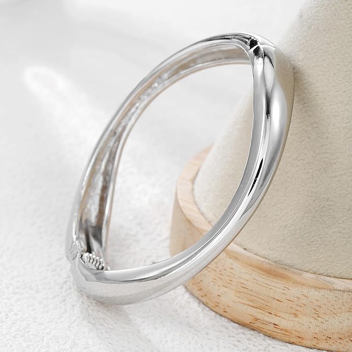 Chunky Gold/Silver Gold Cuff Bangle Bracelets for Women Trendy Hinged Cuff Open Wide Chunky Gold Bracelet Minimalist Bangle Jewelry Gift