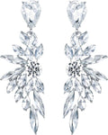 BriLove Women's Wedding Bridal Crystal Teardrop Multi Marquise Cluster Bling Dangle Earrings
