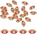 MECCANIXITY 20 Pcs Eye Shaped Evil Eye Beads Colorful Flat Loose Spacer Evil Eye Charms for DIY Bracelet Earrings Necklace Crafts Jewelry Making, Red