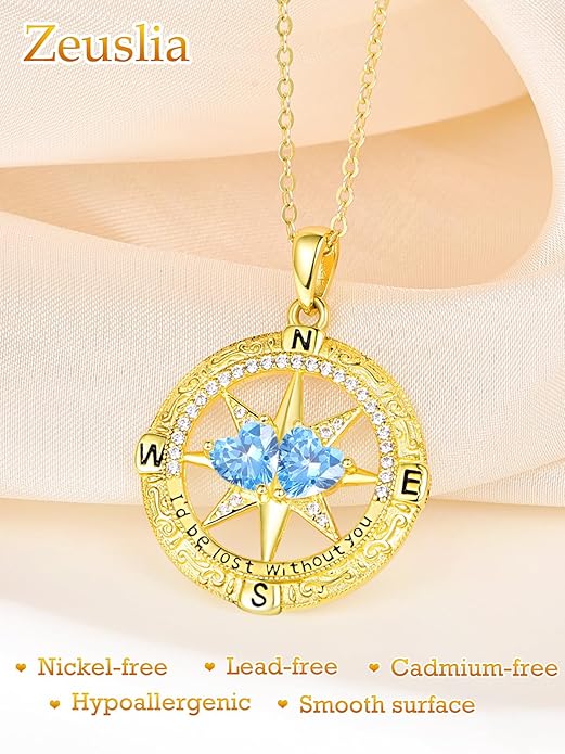 Valentine's Day Gifts for Wife 925 Sterling Silver Double Birthstone Pendant Necklaces I Love You for Always and Forever Necklace Anniversary Birthday Gifts for Wife Girlfriend Mom Her