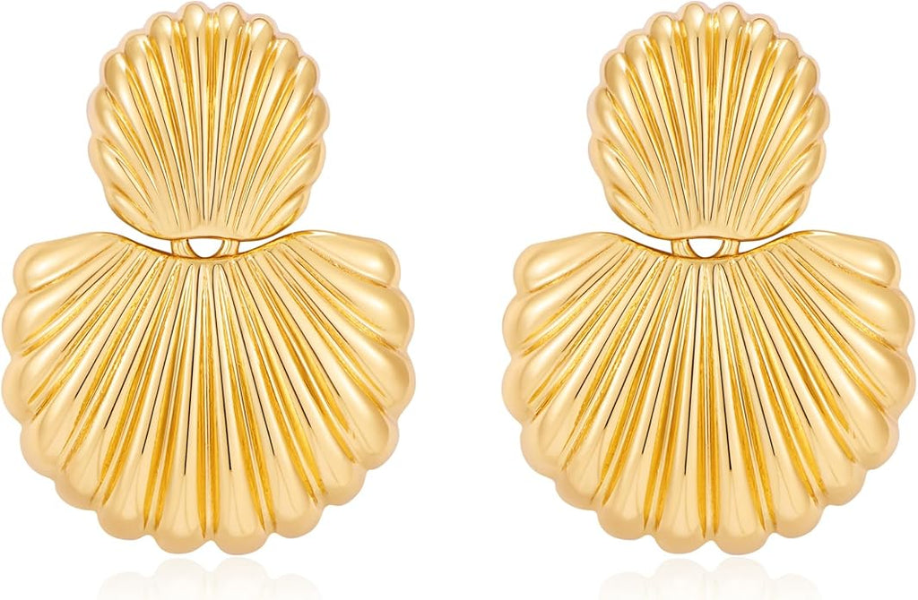Gold Sliver Shell Earrings for Women Trendy Gold Dangle Earrings Beach Jewelry for Birthday