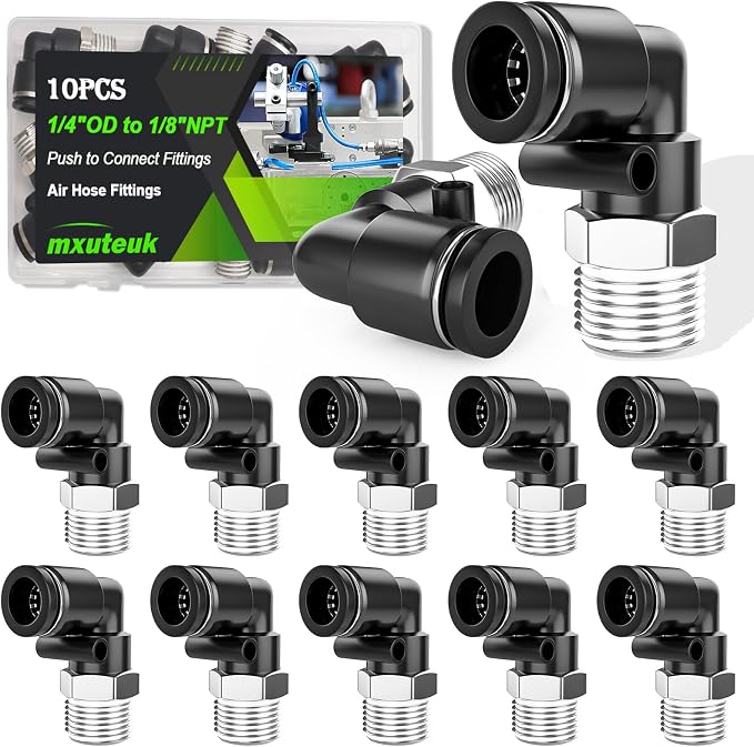 mxuteuk 1/4"OD to 1/8" NPT Push to Connect Fittings, Quick Connect Air Hose by mxuteuk