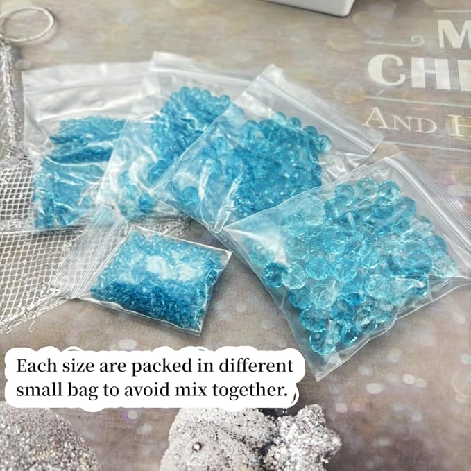 600pcs Crystal Glass Beads 3mm 4mm 6mm 8mm 10mm Rondelle Faceted Crystal Beads Spacer Beads for Necklace Bracelet Earrings DIY Jewelry Crafts Making Supplies(Lake Blue)