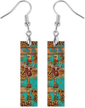 Earrings Handmade Bar Wood Earrings Light Weight Printed Image Dangle Earring Jewelry