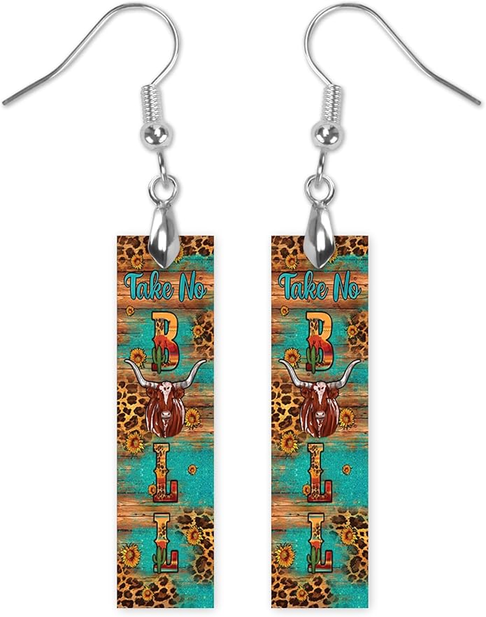 Earrings Handmade Bar Wood Earrings Light Weight Printed Image Dangle Earring Jewelry