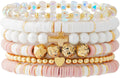 Heishi Beaded Stretch Bracelets for Women Stackable Polymer Clay Beads Bracelets Friendship Boho Summer Beach Bracelet Jewelry Set