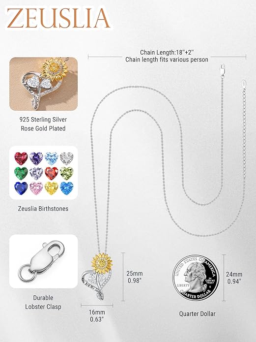 Valentine's Day Gifts for Wife 925 Sterling Silver Double Birthstone Pendant Necklaces I Love You for Always and Forever Necklace Anniversary Birthday Gifts for Wife Girlfriend Mom Her