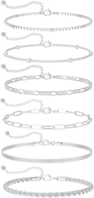 DEARMAY Gold Bracelets for Women Waterproof, 14K Gold Plated Jewelry Sets Trendy Thin Dainty Stackable Cuban Link Paperclip Chain Bracelet Pack Fashion Accessories Gifts for Womens