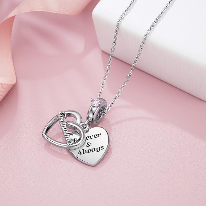 DALARAN Sister Mother Daughter Wife Charms for Bracelet Forever Always Love Charm for Birthday Christmas Sterling Silver Dangle Charm