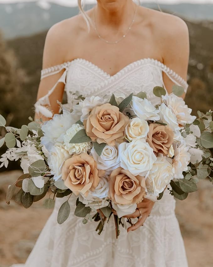 FACINOC Roses Artificial Flowers Nude Bouquet Box Set Fake Flower - Image 2