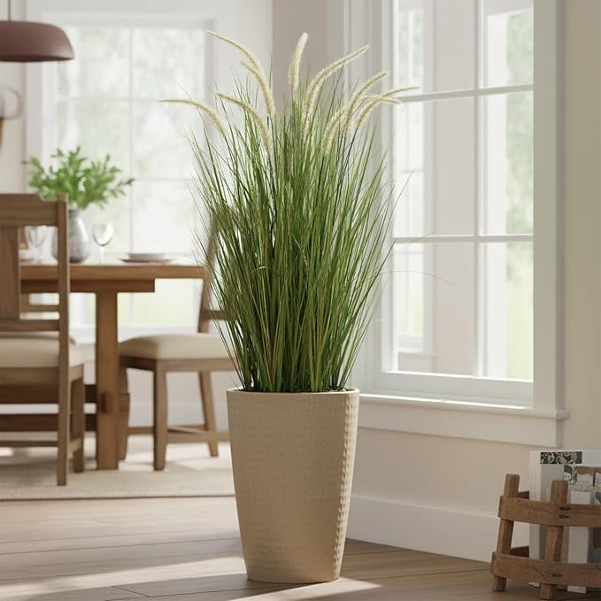 KOL Artificial 4ft Horsetail Reed Grass, 47.2in Artificial Indoor Outdoor Fake - Image 3