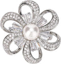 Jerler Sliver Crystal Brooch Pin Rhinestone Lapel Pin Jewelry for Women, Banquet Scarf Pearl Pins for Wedding Bridal Party