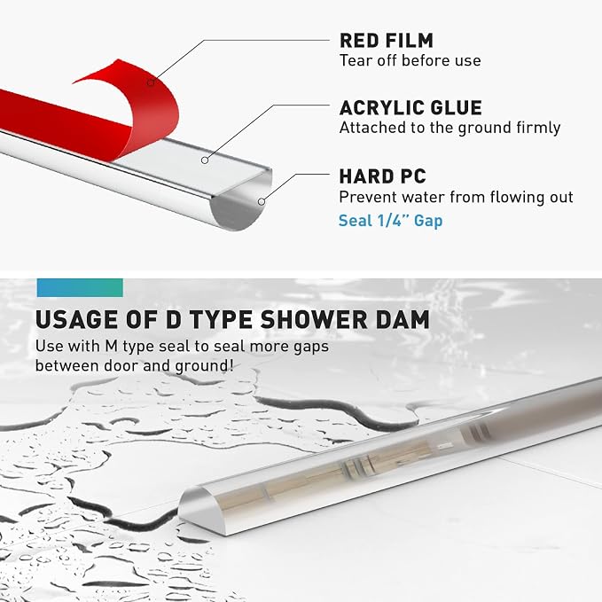 Shower Door Bottom Seal, Frameless Glass Door Seal Strip, Stop Shower Leaks and - Image 6