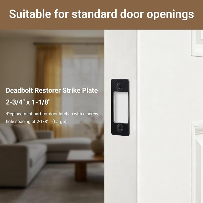 Deadbolt Restorer Strike Plate 2-3/4" x 1-1/8", Narrow Side and Large Hole | to - Image 2