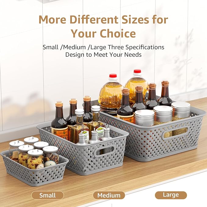 MaxGear 3 Pack Plastic Storage Baskets, Suitable - Image 3