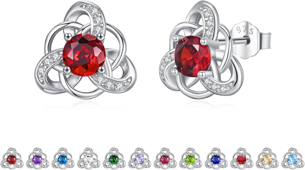 MEDWISE 925 Sterling Silver Birthstone Stud Earrings for Women Birthday Jewelry Gifts for Daughter Mother Women Valentines Day Gifts for Her