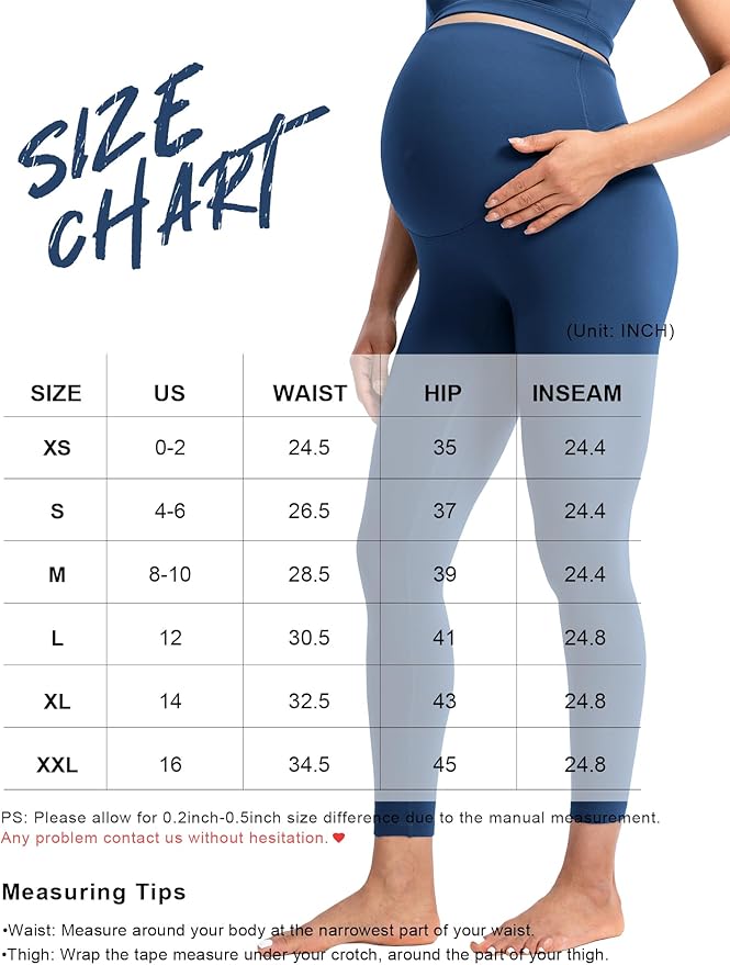 POSHDIVAH Women's Creamluxe Maternity Leggings 25"/28" Over The Belly Pregnancy Yoga Pants Active Workout Leggings