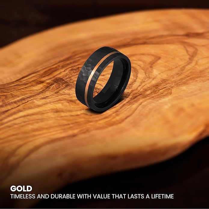 Manly Bands: Mens Black Plated Tungsten and Black Zirconium Wedding Bands and Rings - Comfort Fit and Stylish Black Rings for Men, Free Silicone Ring Included