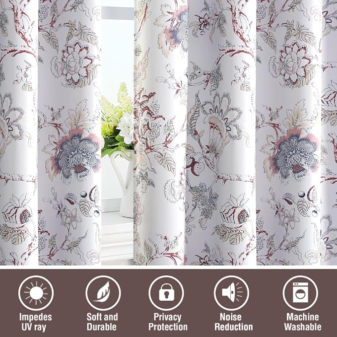 H.VERSAILTEX Blackout Curtains 96 Inch Length 2 Panels Set Floral Print Curtain - Image 7