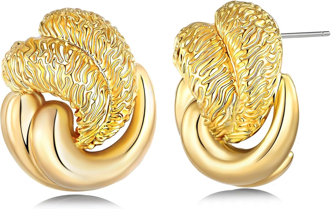 SNGIA18K Gold Plated Dangle Textured Ribbed Irregular Large Leaf Statement Earrings for Women by SNGIA, Handmade Dramatic Geometric Trendy Summer Drop Leaf Flower Jewelry Gifts, Bold Beachy Vintage Plant Fashion Drop Accessories, Vintage Nickle Free Fl...