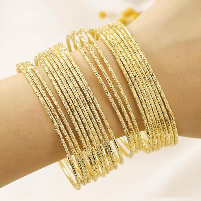 16Pcs Gold Bangle Bracelets for Women - Multi Layer Stackable Textured Bracelets Boho Jewelrys Set.